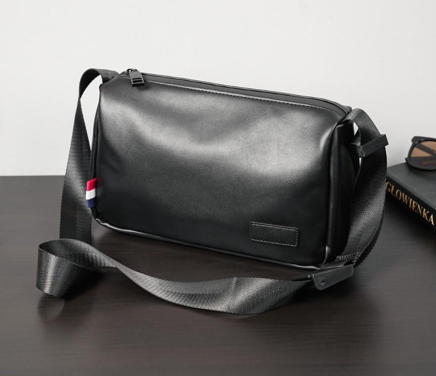 Сумка чоловіча зручна на плече Prestige екошкіра Чорний (4034 PTR)