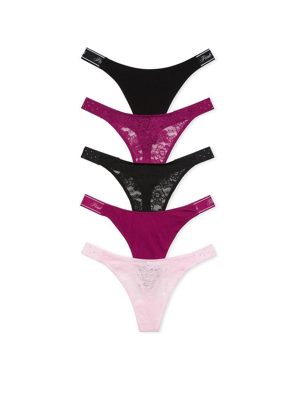 Набор трусиков Victoria's Secret LACE-UP LOGO стринги M Разноцветный (2461049485)