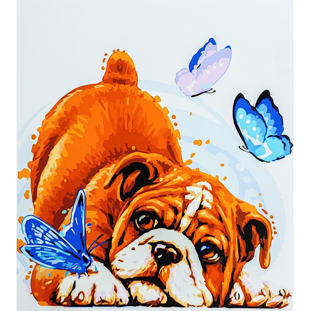 Картина по номерам Strateg Премиум Рыжий бульдог 30х40 см (SS6654)