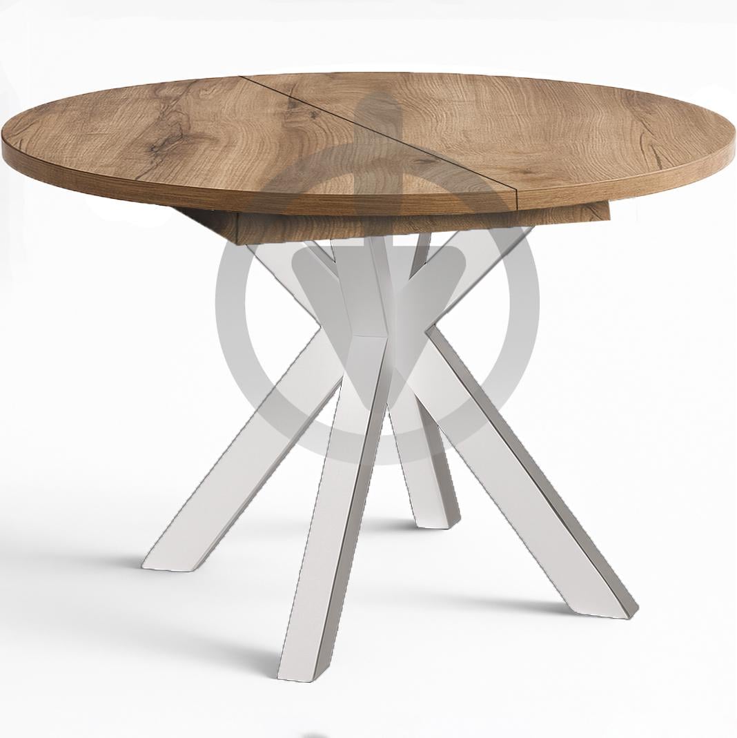 Стол кухонный раскладной RoMax Oscar Slide Loft 90x75/130x75 см Дуб Крафт Золотой/Белый