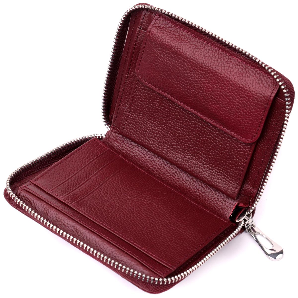 Портмоне жіноче шкіряне ST Leather 19487 на блискавці Бордовий - фото 3