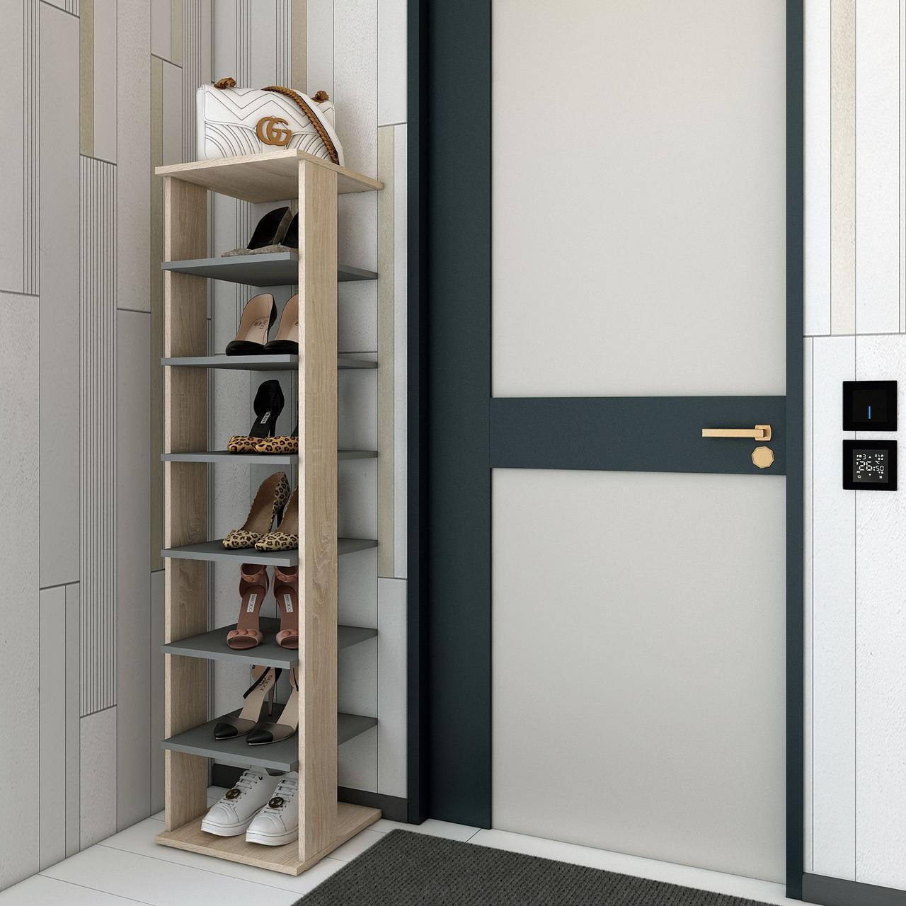 Полиця для взуття Doros Паоло 38,4х38,4х153,4 см Дуб сонома/Графіт (DRS-011438) - фото 2