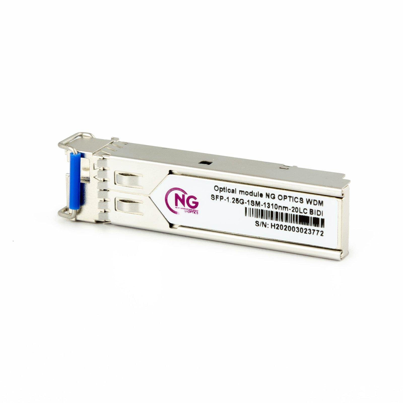 Модуль оптический NG OPTICS WDM SFP-1.25G-1SM-1310nm-20LC Серебристый (22132564)