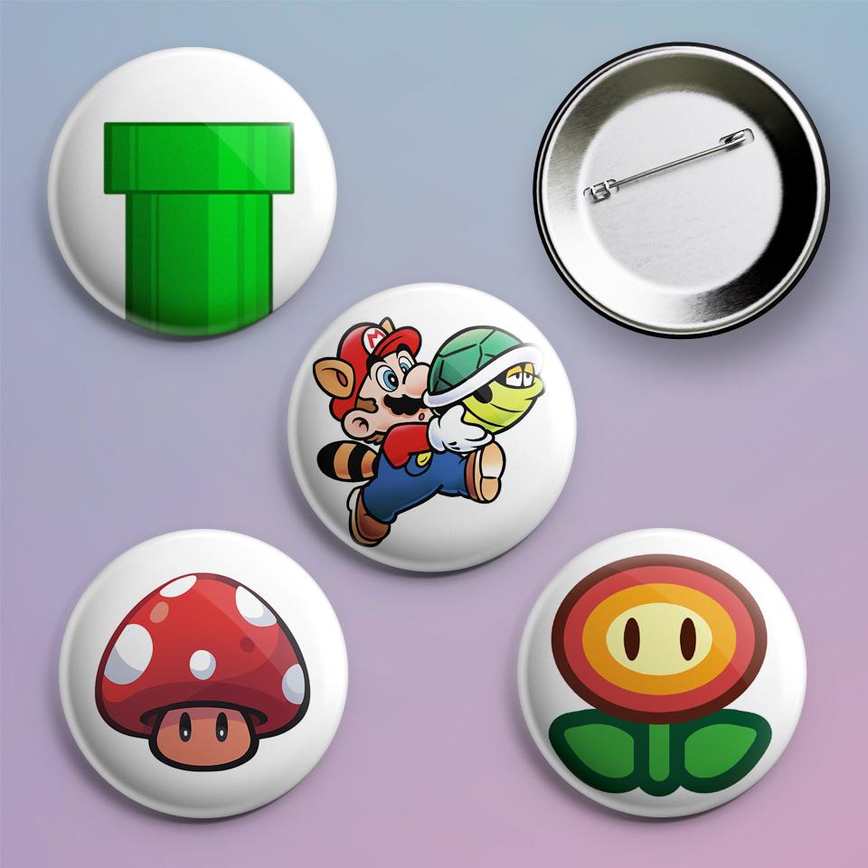 Значки на рюкзак с принтом игры Super Mario "2 4 шт.