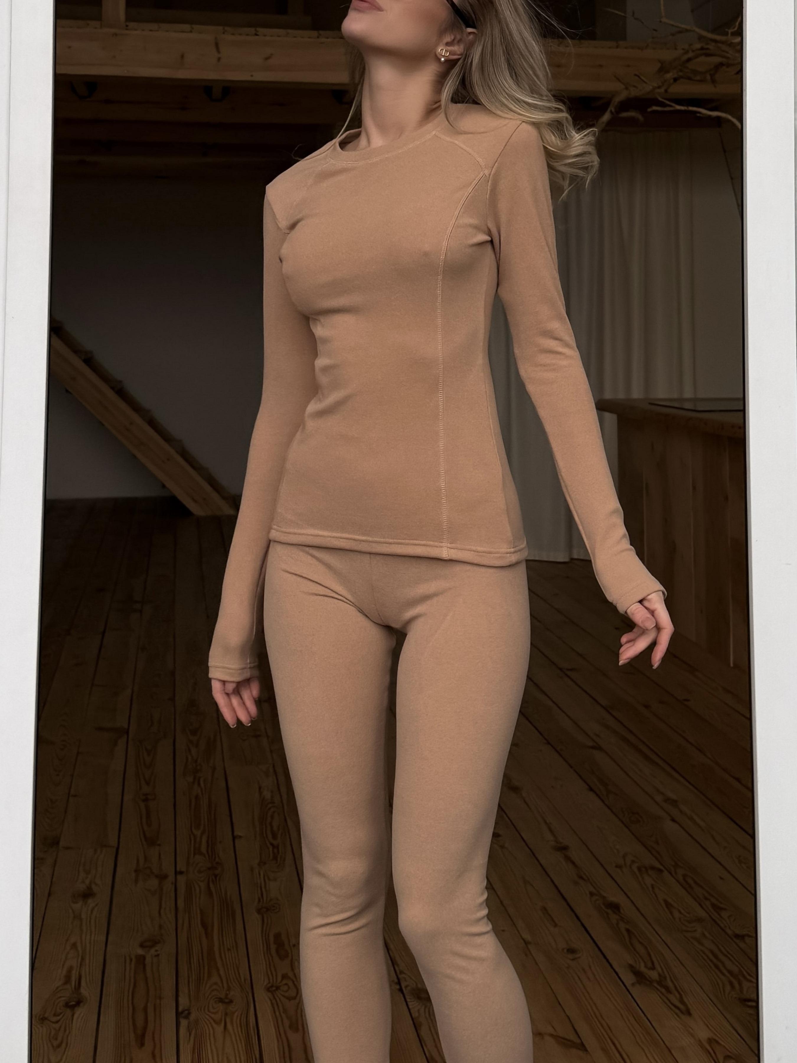 Комплект термо женский спортивный Nova Vega лосины/рашгард S Бежевый (50358588-12121) - фото 4 Комплект термо женский спортивный Nova Vega лосины/рашгард S Бежевый (50358588-12121) - фото 4