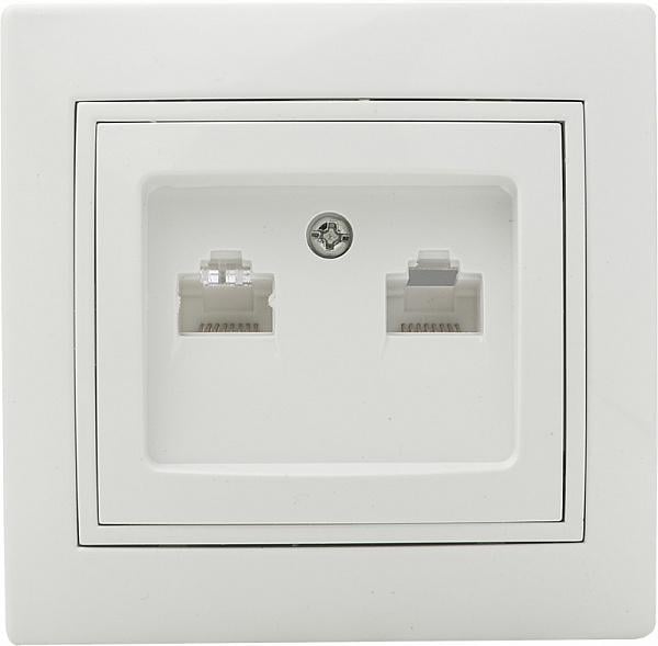 Розетка двойная АСКО Fl компьютерная RJ45 Белый (РВcomсб-2-Fl-W)