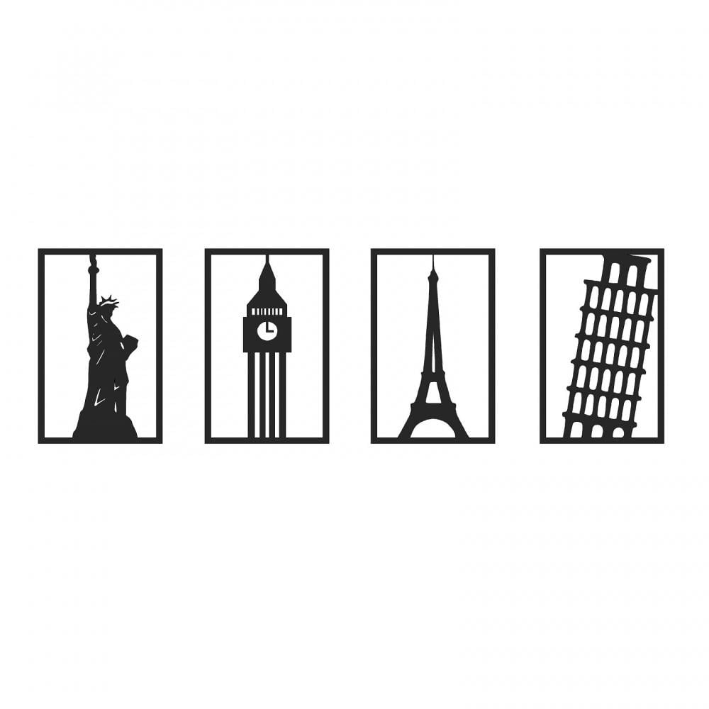 Картина металлическая дизайнерская Karkas Peace 4 части 30х50 см