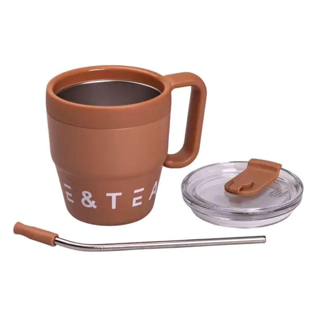 Термокружка Coffee & Tea HP-14-23BR с трубочкой Коричневый (A-033293) - фото 3 Термокружка Coffee & Tea HP-14-23BR с трубочкой Коричневый (A-033293) - фото 3