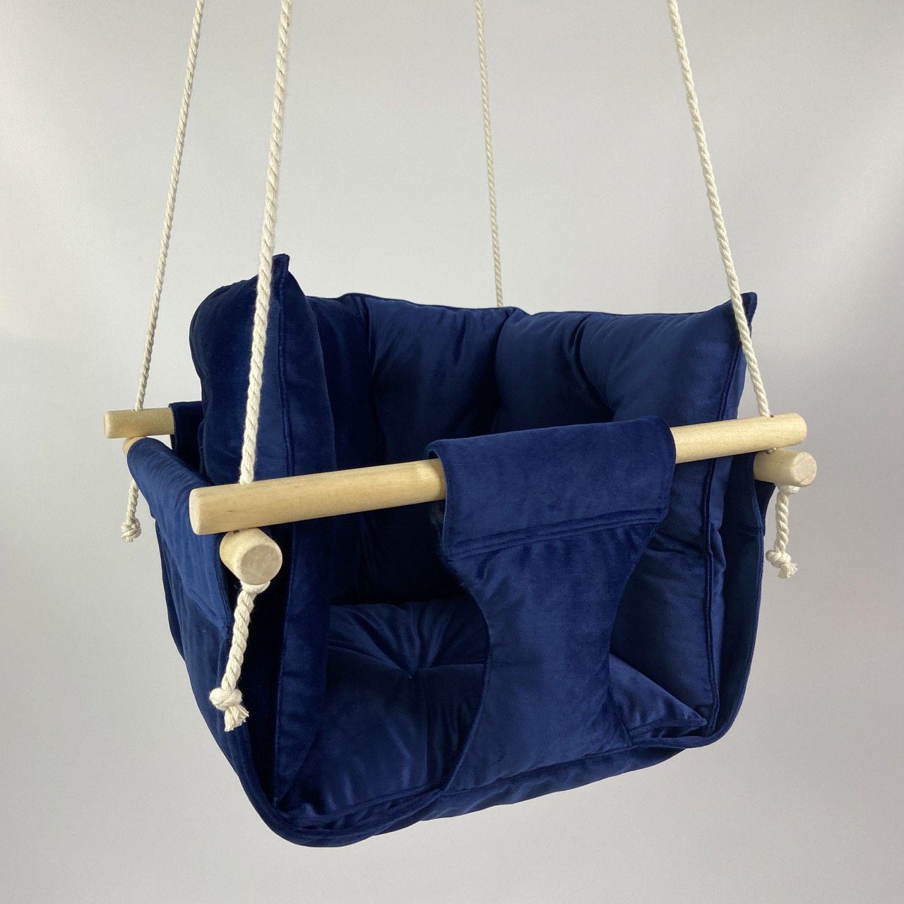 Подвесные детские качели Премиум из бархата Синий (gs-8761)