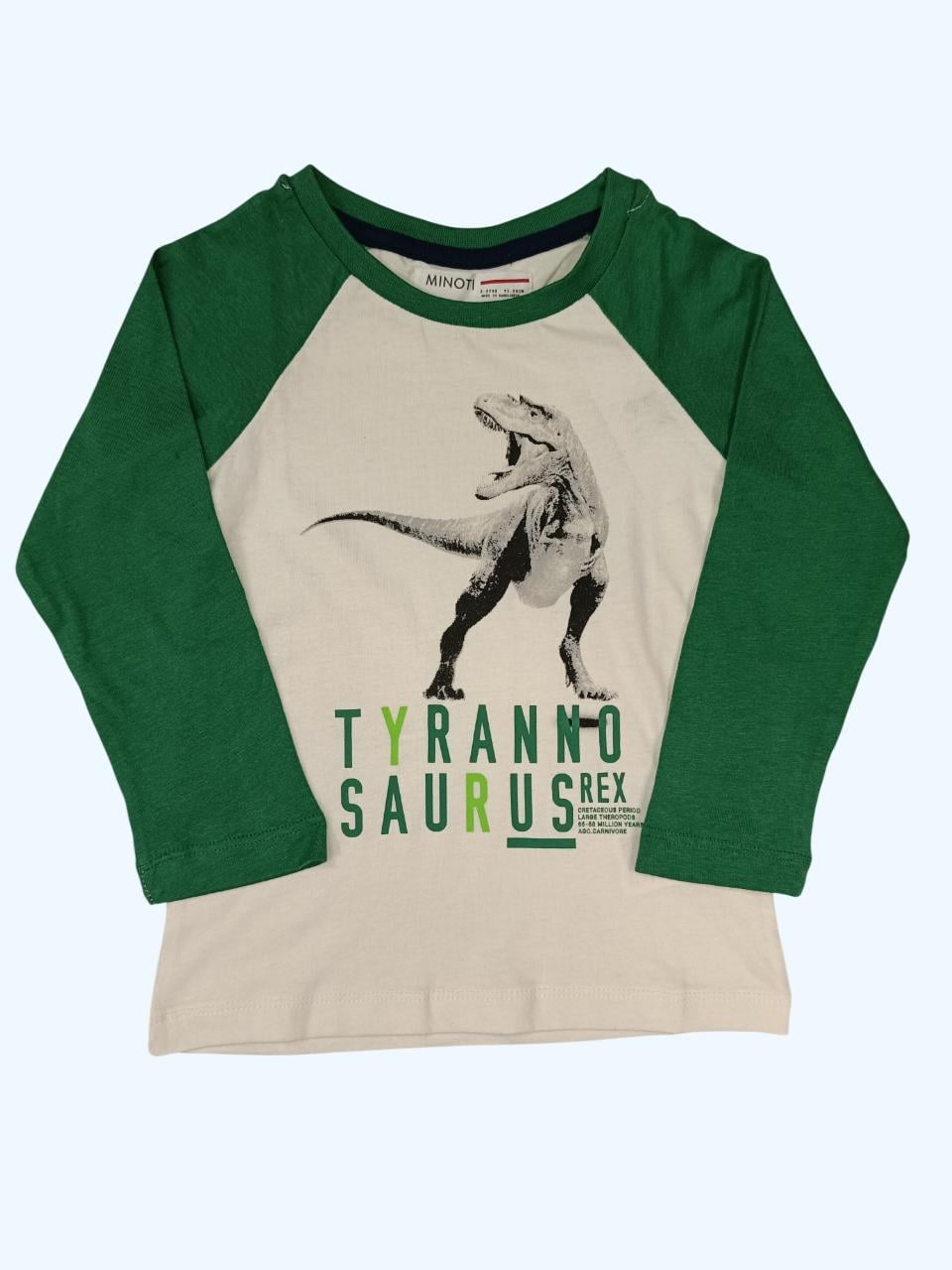 Лонгслів дитячий для хлопчика Minoti 86-92 см Білий з Зеленим (0279B)