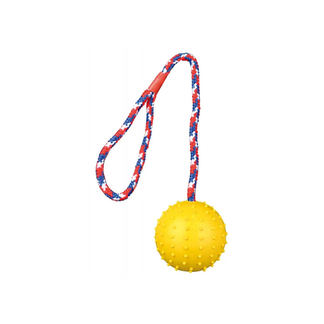 Игрушка для собак Trixie Мяч на веревке с ручкой апортовый резина 7 см/30 см Желтый (4011905033082_1)