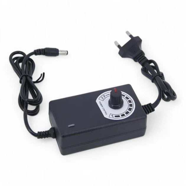 Блок питания универсальный с регулятором напряжения 3–24 В 1 А штекер 5,5х2,5 мм EU-вилка (4037)