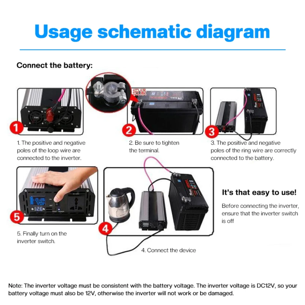 Інвертор з чистою синусоїдою ChanTower 3000 Вт 12/220V DC/AC 50Hz для живлення газових котлів та твердопаливних котлів/блендерів (2831562747) - фото 5 Інвертор з чистою синусоїдою ChanTower 3000 Вт 12/220V DC/AC 50Hz для живлення газових котлів та твердопаливних котлів/блендерів (2831562747) - фото 5