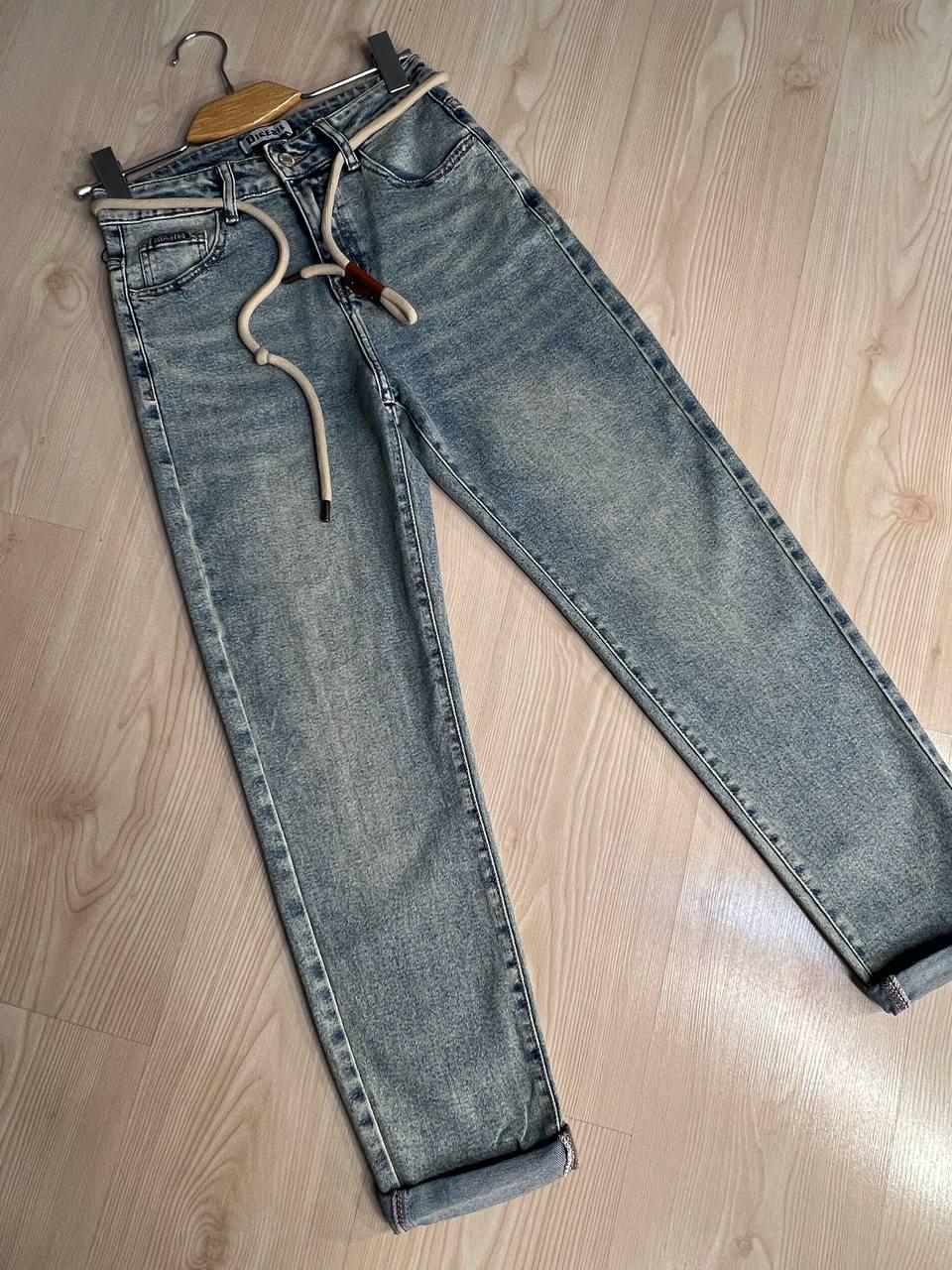 Джинси жіночі Dicesil 9157 Mom jeans comfort висока талія стрейчеві ремінь мотузка р. 25 Світло-блакитний (3830) - фото 10