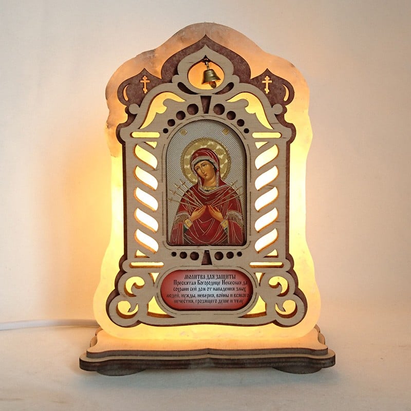 Соляная лампа Икона большая Семистрельная жолтого подсвечивания (20007)