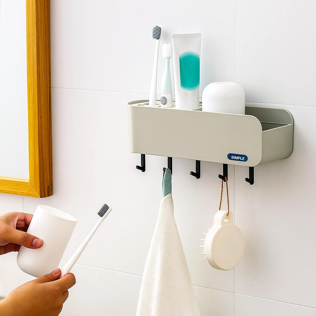 Держатель для хранения зубных щеток SIMPLE Серый (28329097) - фото 5