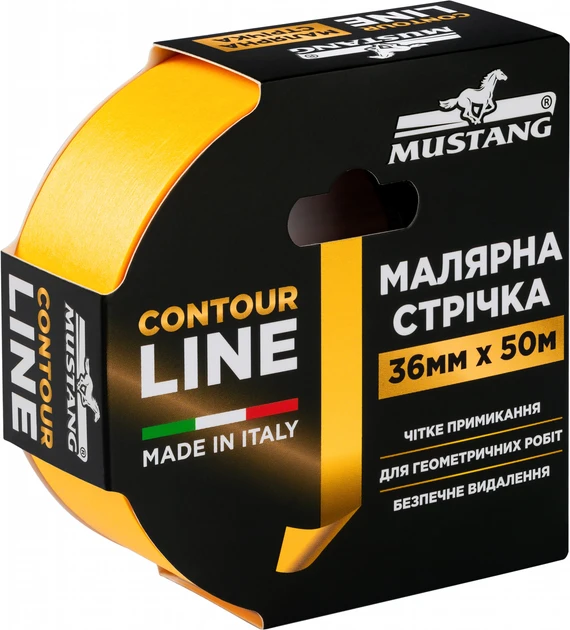 Малярная лента Mustang CONTOUR LINE 36 мм х 50 м Желтый