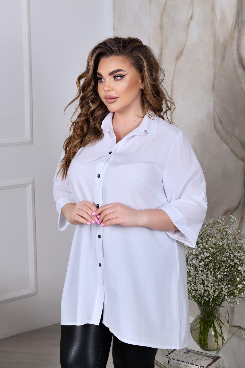 Блузка свободного фасона р. 52-54 Белый (7018) - фото 3