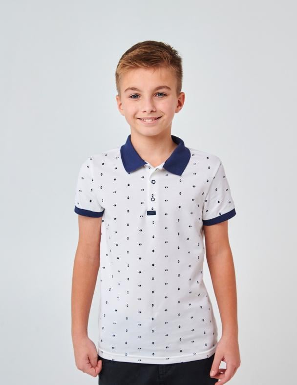 Футболка-поло для мальчика Smil Лакоста рисунок на белом 116 см (114112)