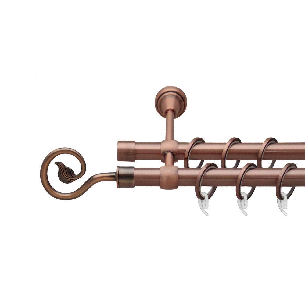 Карниз металлический Orvit Лукка двухрядная литая/гладкая труба/кольцо фасонное металлическое Медь 19/19 мм 160 см (6940004) Карниз металлический Orvit Лукка двухрядная литая/гладкая труба/кольцо фасонное металлическое Медь 19/19 мм 160 см (6940004)
