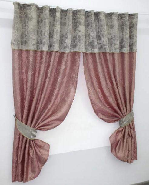 Фіранка на кухню з ламбрекеном 275х170 см Рожево-золотистий/Бежевий (073к) - фото 4 Фіранка на кухню з ламбрекеном 275х170 см Рожево-золотистий/Бежевий (073к) - фото 4