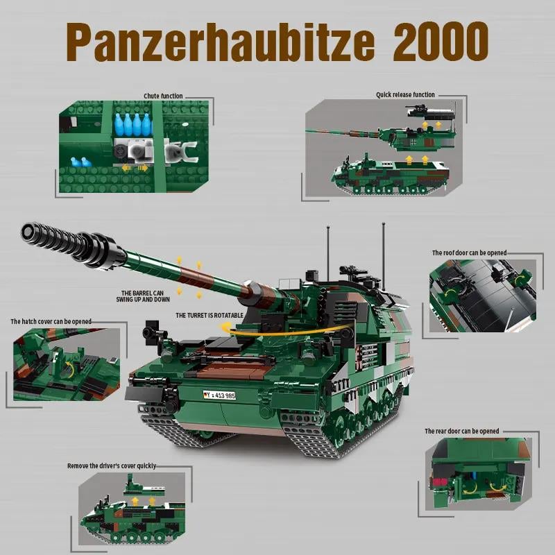 Конструктор самоходная артиллерийская установка Panzerhaubitze 2000 1345 деталей - фото 2