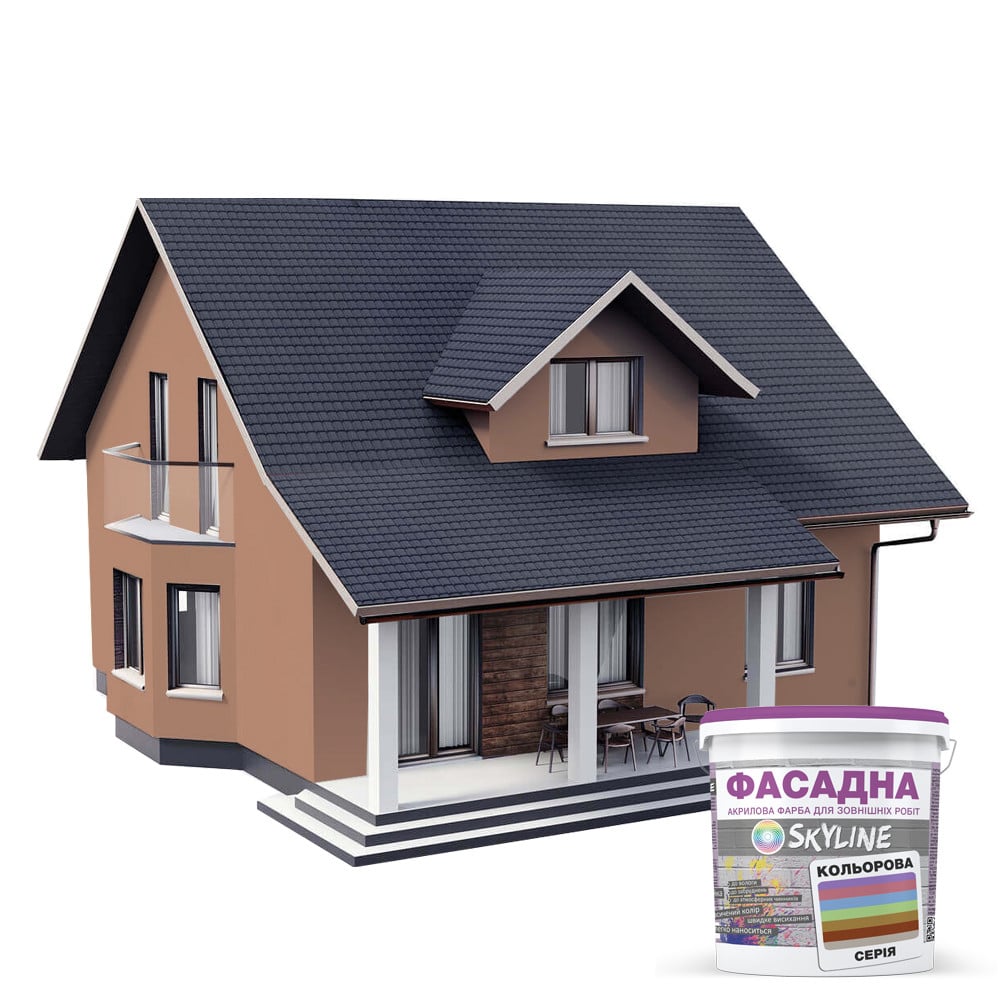 Краска акрил-латексная фасадная Skyline 2030-Y60R 3 л Румяной (650c0cd14bc23147a0718b38) - фото 3 Краска акрил-латексная фасадная Skyline 2030-Y60R 3 л Румяной (650c0cd14bc23147a0718b38) - фото 3