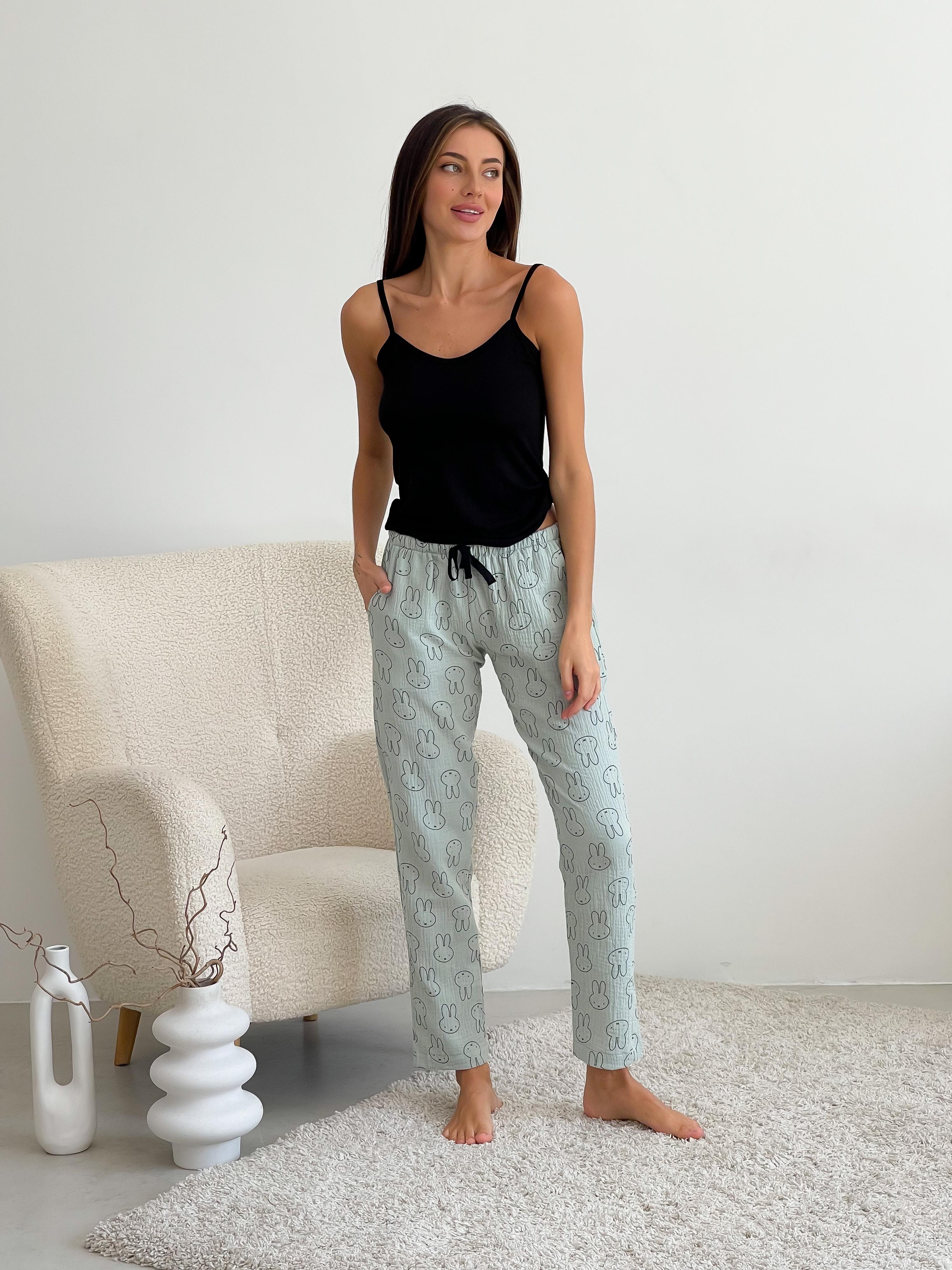 Пижамный женский комплект COSY с рисунком зайчиков XL Мятный (M18P+m02XL)
