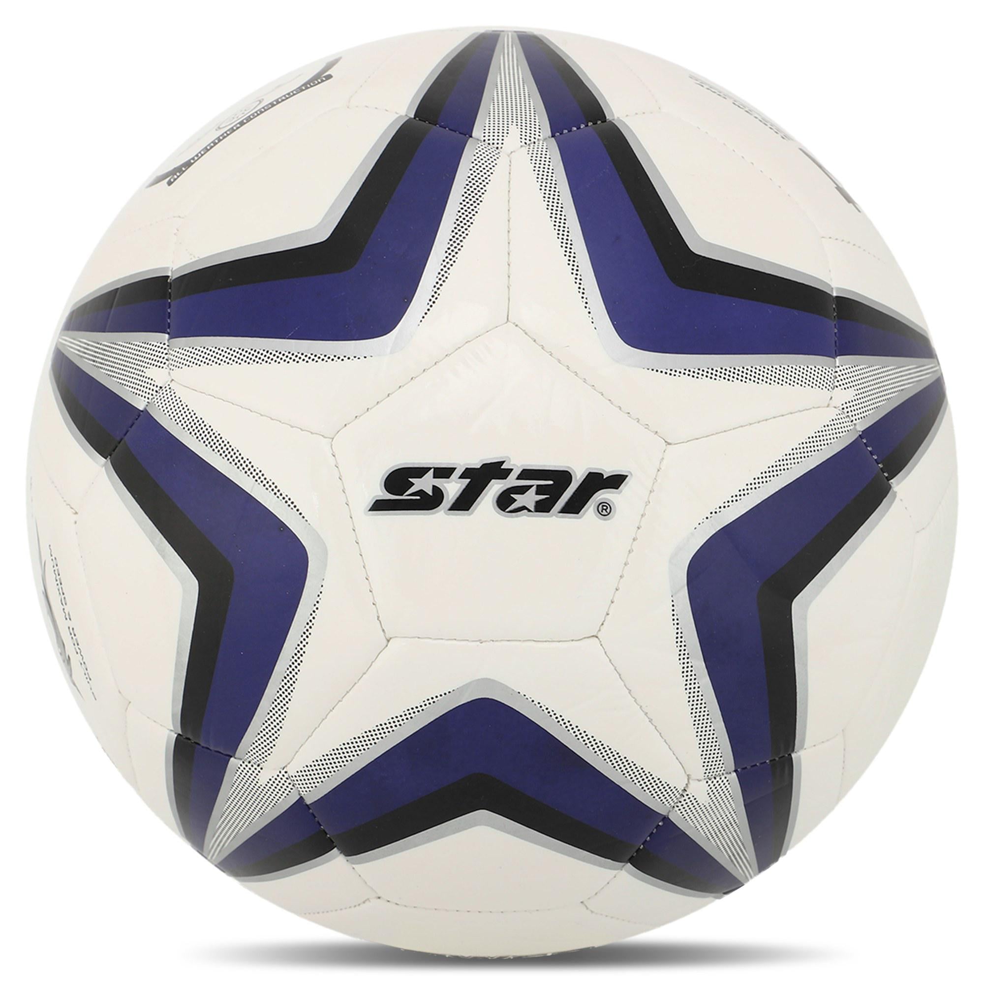 Мяч футбольный STAR POWER SHOT PU ламинированный сшит машинным способом №4 (SB8294C_Белый-темно-синий)