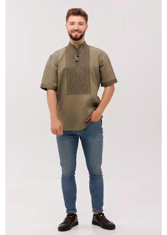 Вышиванка мужская р. 56 Зеленый (482) - фото 2 Вышиванка мужская р. 56 Зеленый (482) - фото 2