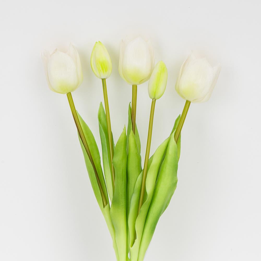 Букет латексных тюльпанов 5 бутонов 38 см Бело-зеленый (2026-007/white)