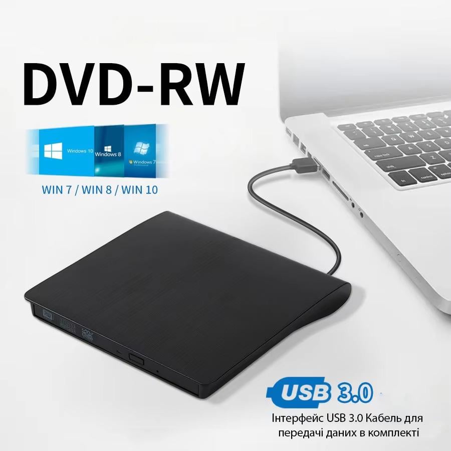 Оптический привод внешний AMMTOO CD-DVD USB 3.0/DVD-R DVD-RW Black - фото 4