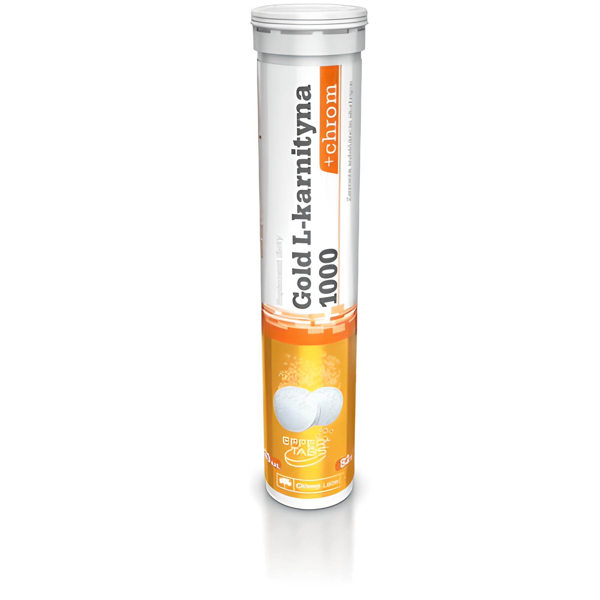 Жиросжигатель для спорта Olimp Nutrition Gold L-Carnitine 1000 And Chrom 20 effervescent tabs Lemon/Lime