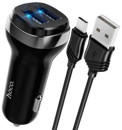 Устройство зарядное автомобильное Hoco Z40 2 USB 2,4A/кабель Lightning (33684)