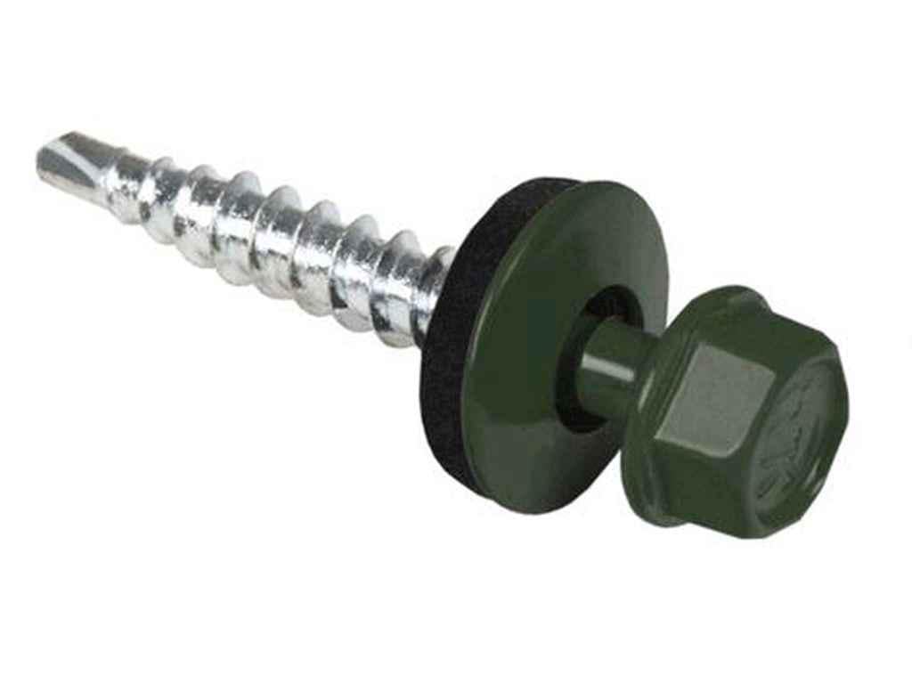 Саморіз даховий Крептех 4,8х19 250 шт. Болотний зі свердлом RAL 6020 9T648 (953535)