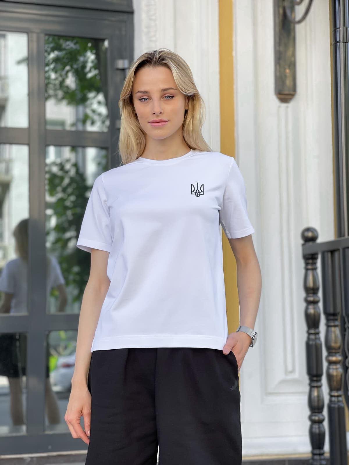 Футболка жіноча тризуб маленький FROMUS S Білий (2546-1)