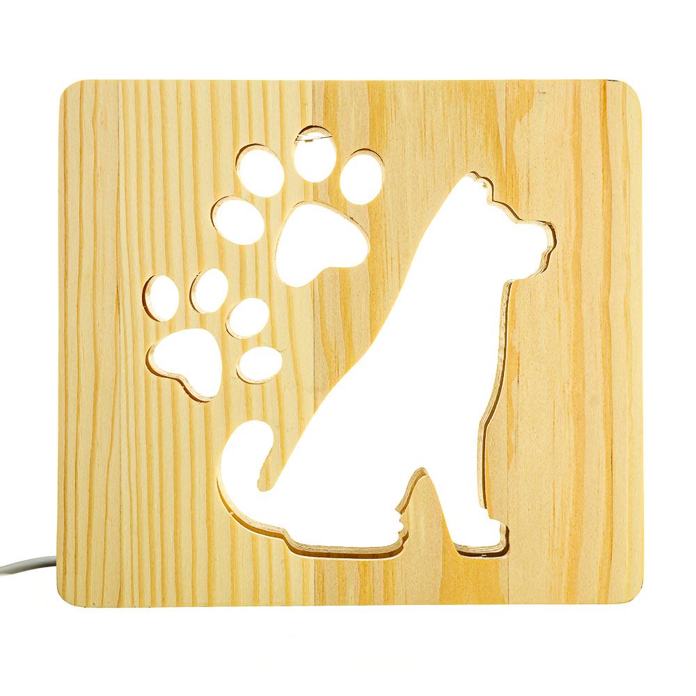 Светильник-ночник ArtEco Light Собака и следы из дерева (1020381)