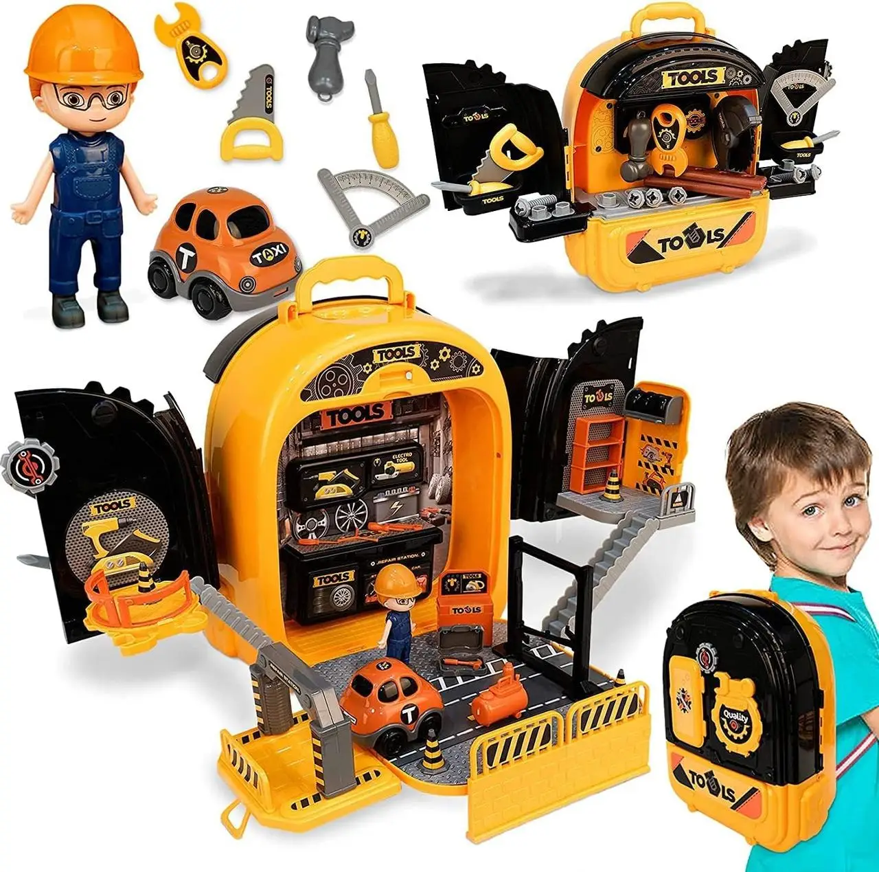 Набір дитячий ігровий автосервісу в рюкзаку-трансформері - фото 3