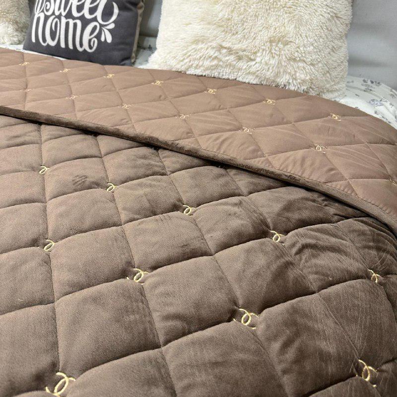 Покривало на ліжко велюрове євро 220x240 см Коричневий (28821679) - фото 3