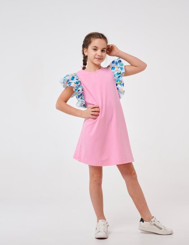 Сукня дитяча для дівчинки Smil 90 cotton стрейч-кулір 122 см Рожевий (120359)