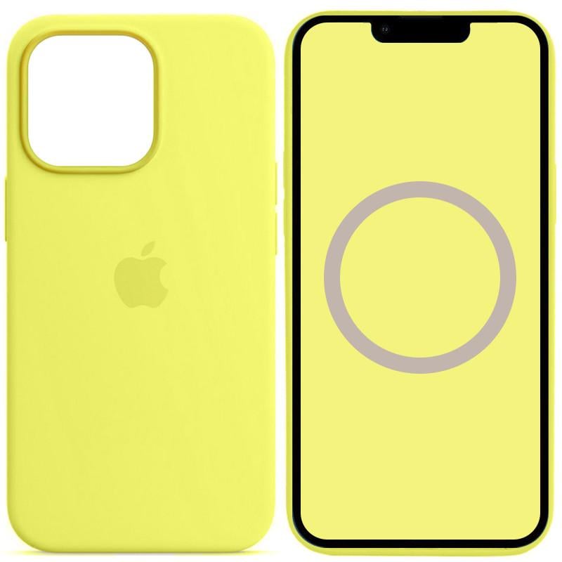 Противоударный чехол Silicone case AAA full with Magsafe and Animation для Apple iPhone 13 Pro Max 6.7" Желтый/Lemon Zest