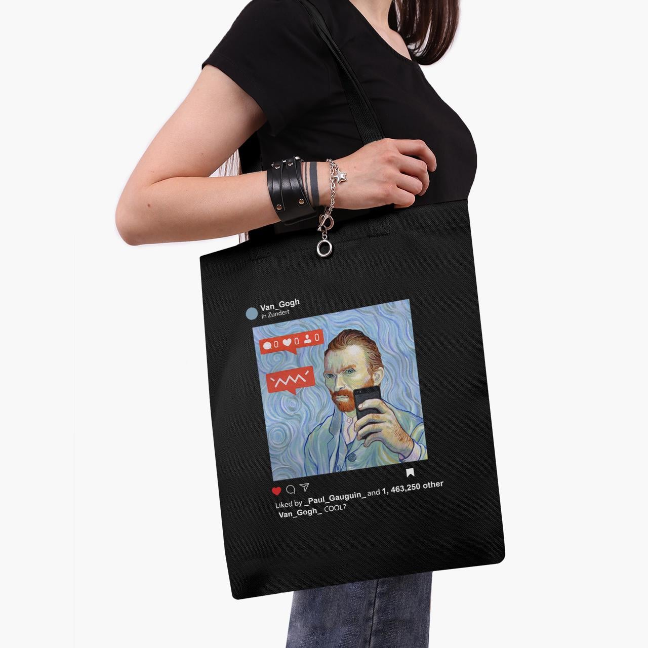 Эко сумка шоппер Instagram Vincent van Gogh 41x35 см Черный (9227-2951-BK)