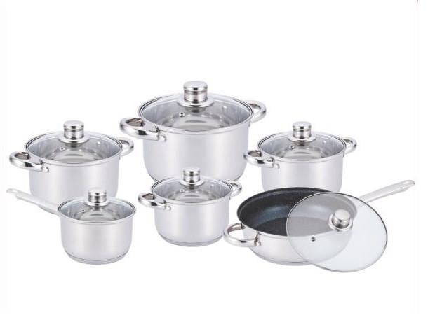 Набор кастрюль из нержавеющей стали 12 предметов Benson (BN-208)