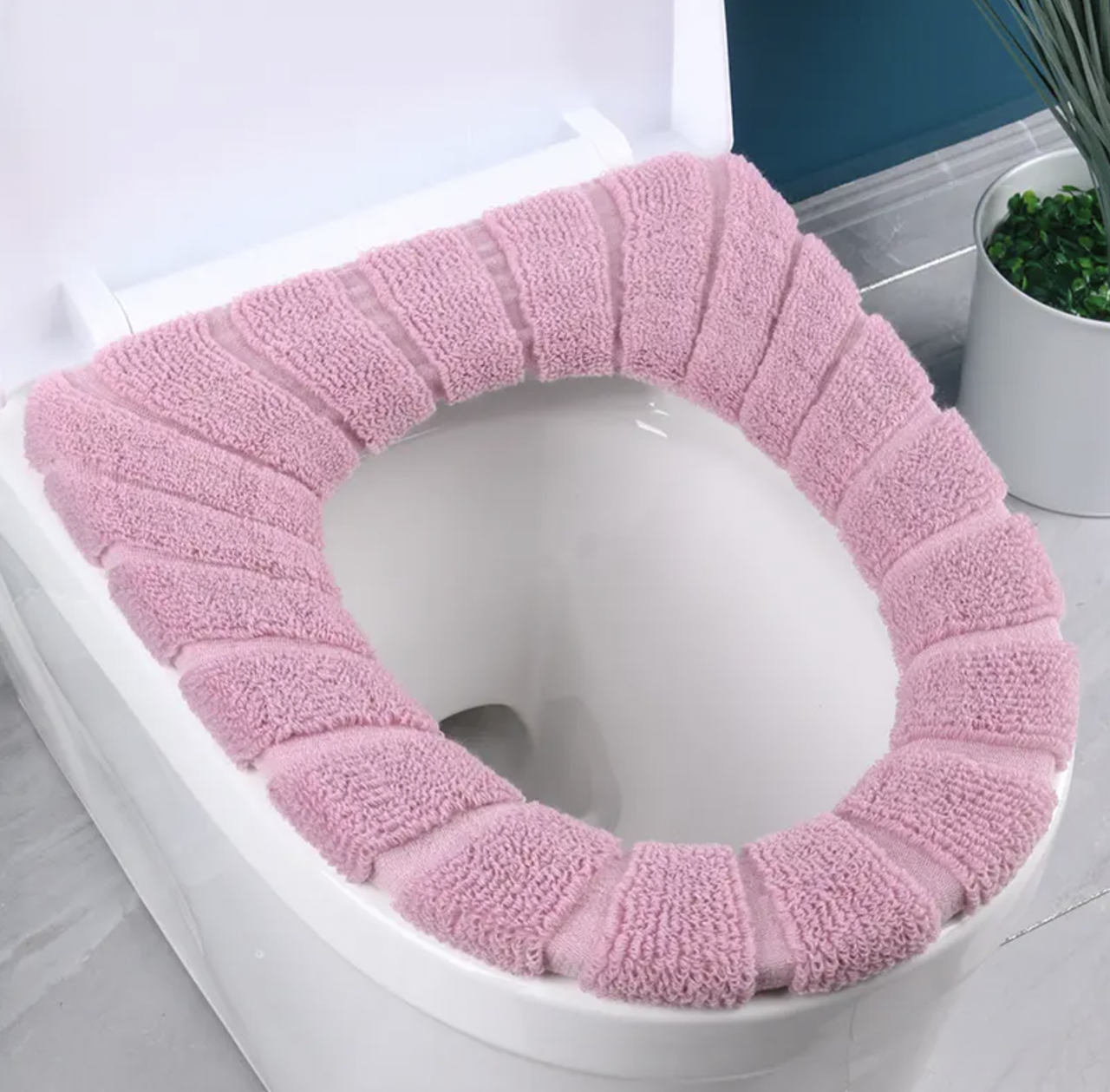 Подушка мягкая для крышки унитаза универсальная Розовый