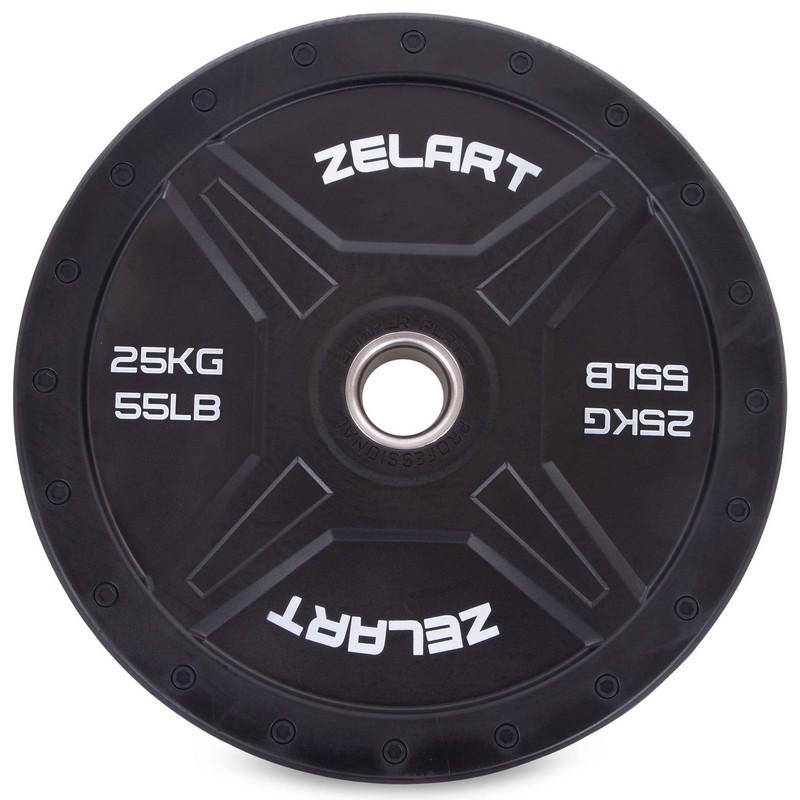 Диск бамперный для кроссфита Zelart Bumper Plates TA-2258-25 51 мм 25 кг Черный (DR003042) - фото 2