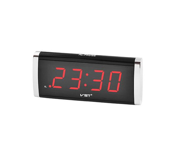 Электронные часы VST 730 цифровые настольные сетевые с красными цифрами