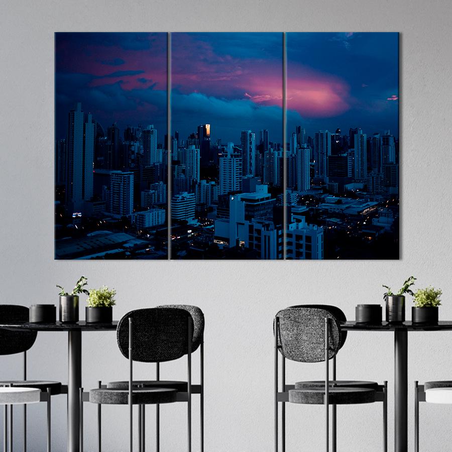 Картина город Ночной городской пейзаж 78x48 см (A624-3)