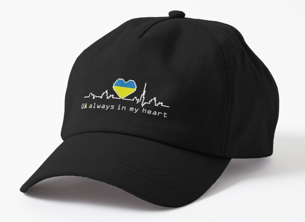 Кепка унисекс Malfini с патриотическим принтом "Украина в моем сердце Always in my heart" Черный (УКР2К1)