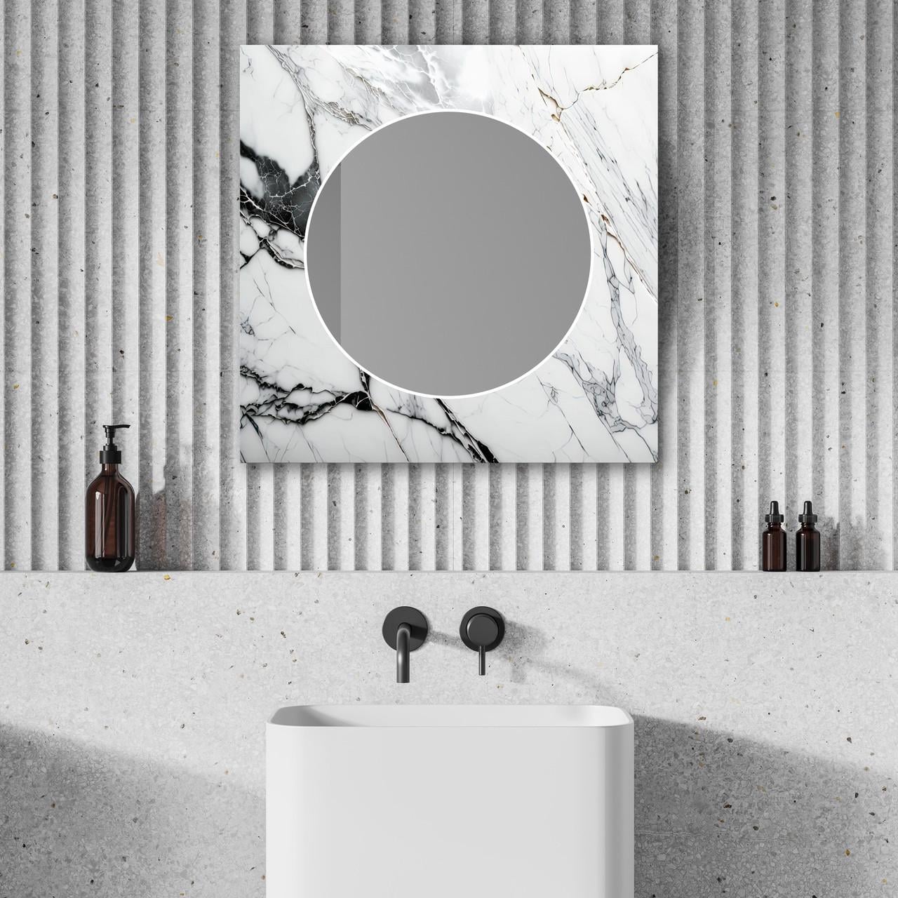 Дзеркало на стіну NovellaPrint з малюнком мармуру квадратне 50х50 см (2009.4) Дзеркало на стіну NovellaPrint з малюнком мармуру квадратне 50х50 см (2009.4)