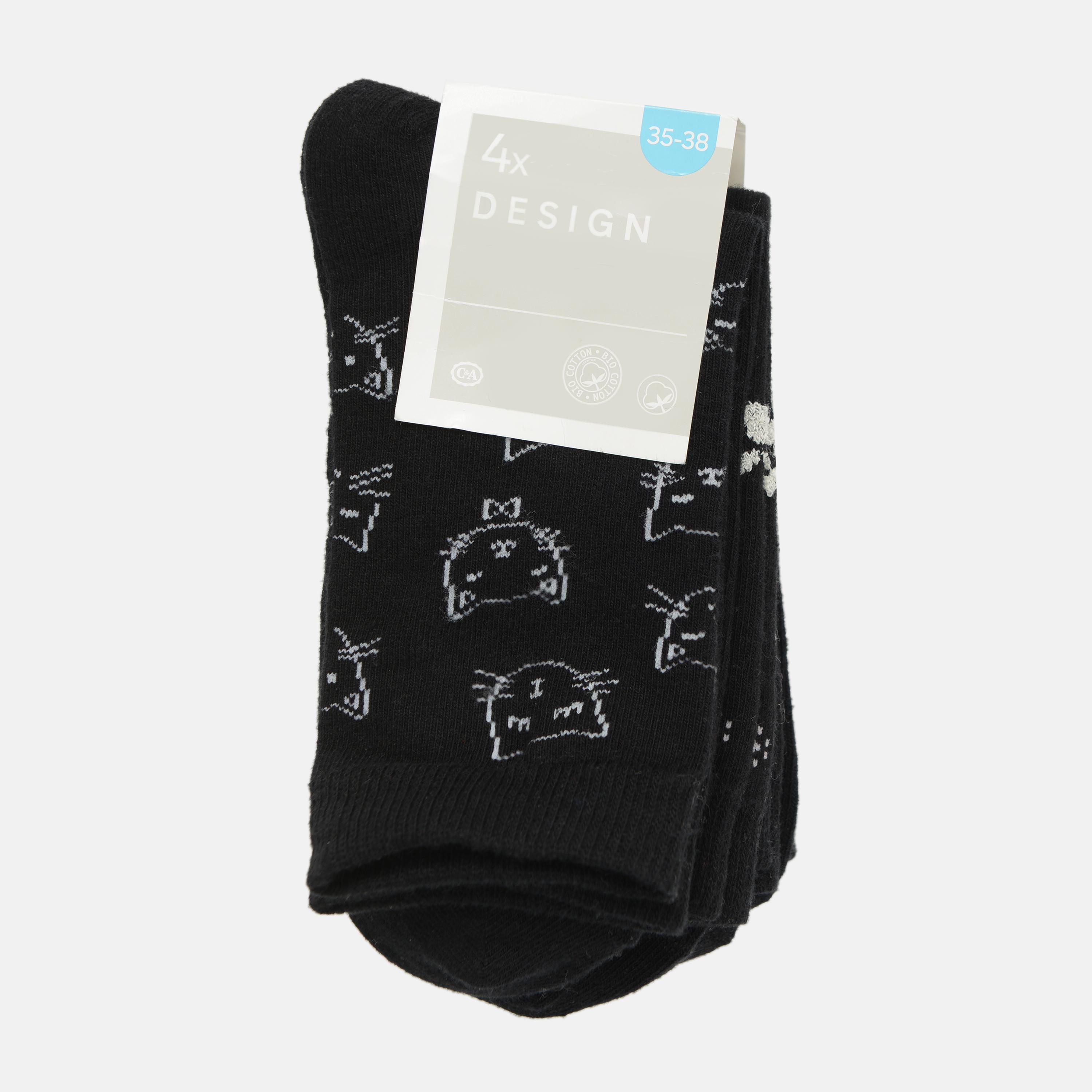 Носки C&A 4 пары Принт р. 35-38 Черный (2242379840212)